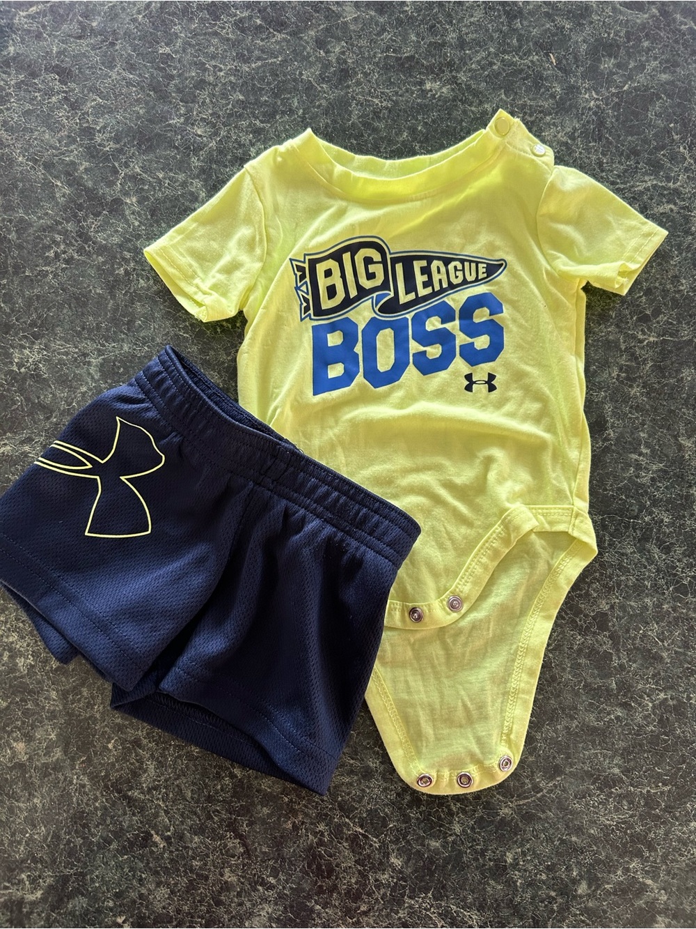 Under Armour Neon Yellow & Navy Baby Two-Piece Set